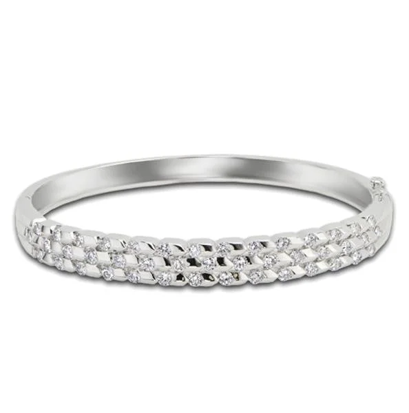 Women’s stacked bracelets-"BANG01061 " 18K White Gold Diamond Bangle Bracelet