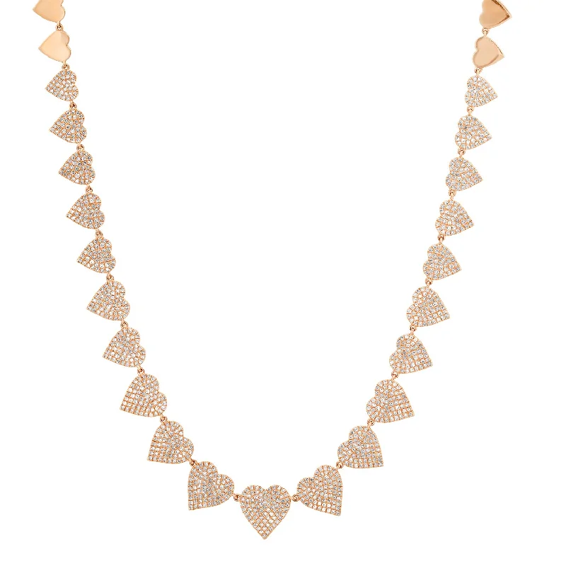 Women’s romantic diamond necklaces-Pave Pieces of My Heart Graduated Diamond Tennis Necklace