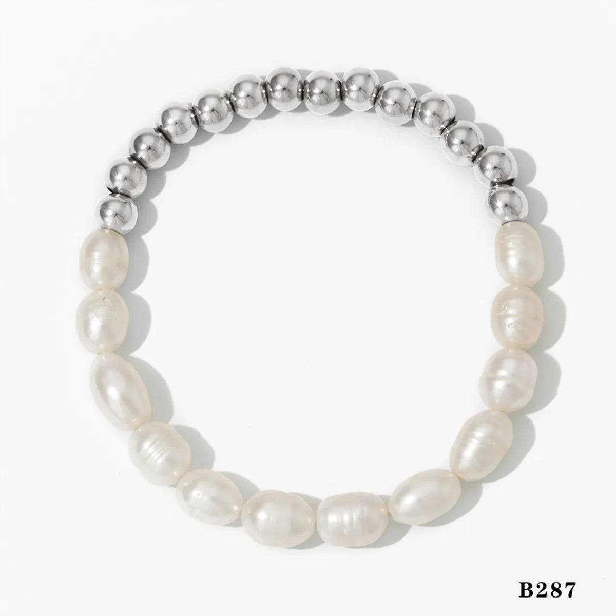 Silver Pearl Bracelet B287