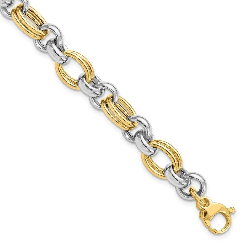 Women’s retro bracelets-14k Two-tone 8.23mm Polished Link Bracelet, 7.5"