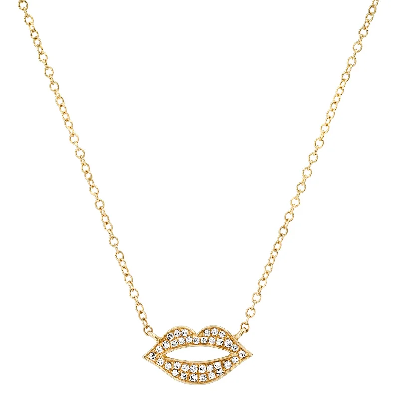 Women’s zodiac necklaces-Diamond Lips Necklace