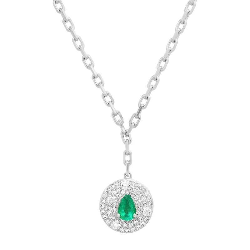 Women’s diamond pendant necklaces-She's a Gem Pear Shape Emerald & Diamond Drop Necklace