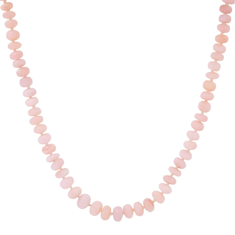 Women’s vintage necklaces-Pink Opal Gemstone Beaded Necklace