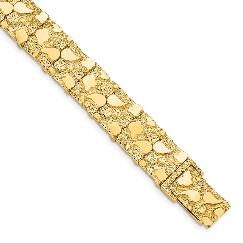 Women’s trendy bracelets-14k 12.50mm Nugget Bracelet-WBC-NB12-8