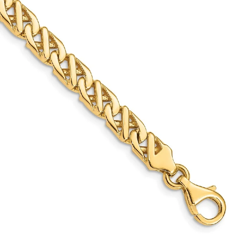 Women’s art deco bracelets-14k Yellow Gold 6.1mm Hand-polished Fancy Link Bracelet, 8"