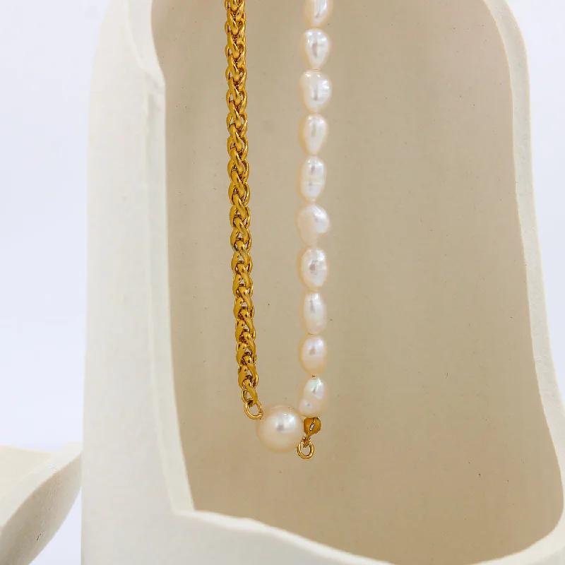 Women’s customized necklaces-Casual Pastoral Color Block Stainless Steel Freshwater Pearl Necklace In Bulk