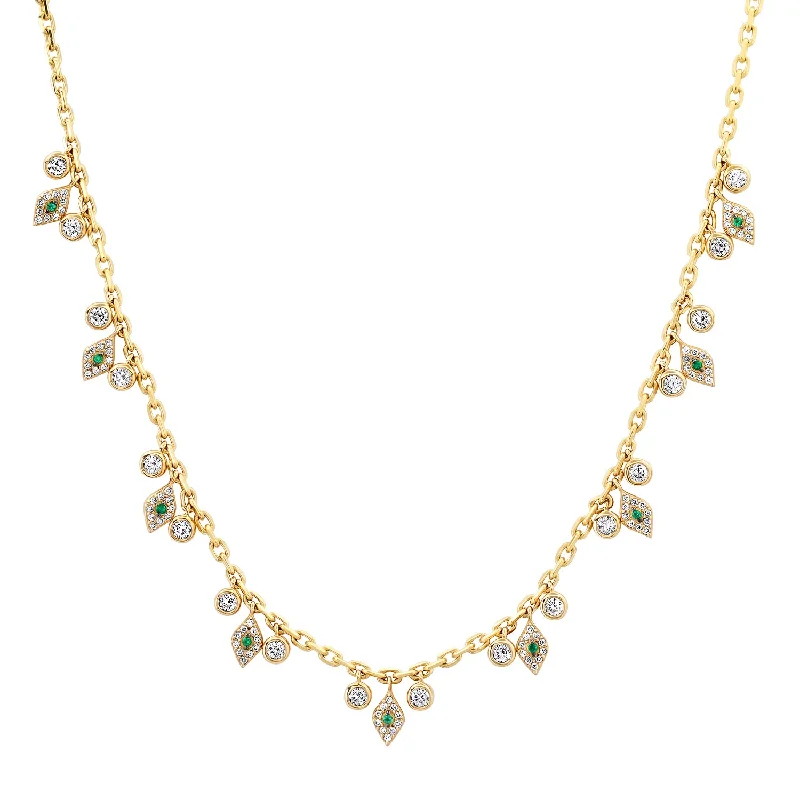 Women’s layered pearl necklaces-Emerald & Diamond Eyes on You Shaker Necklace