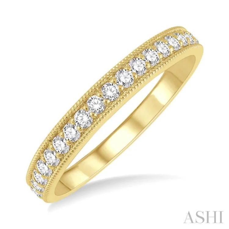 Women's halo sapphire engagement rings-1/3 ctw Round Cut Diamond Wedding Band in 14K Yellow Gold