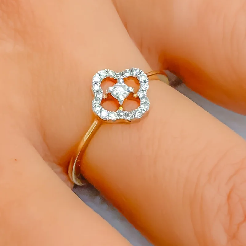 Women's sapphire engagement rings-Chic Floral 18K Rose Gold + Diamond Ring