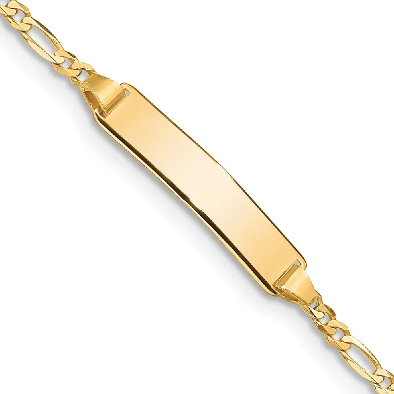 Women’s simple bangles-14k Yellow Gold 5mm Baby Figaro ID Bracelet, 5.5"