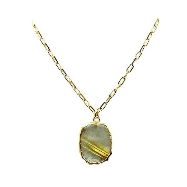 Women’s emerald necklaces-Electroform Pendant on Gold Fill Link Chain: Rutilated Quartz (NGCP749RQZ)