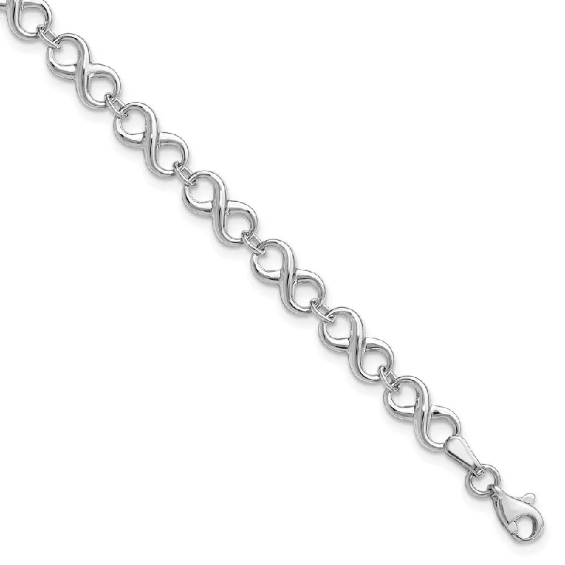 Women’s silver bracelets-14k White Gold 6mm Rhodium Fancy Bracelet, 7"