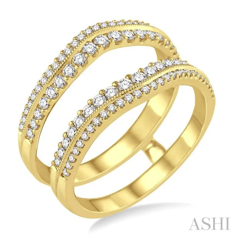 Women's engraved engagement rings-5/8 ctw Round Cut Diamond Insert Ring in 14K Yellow Gold