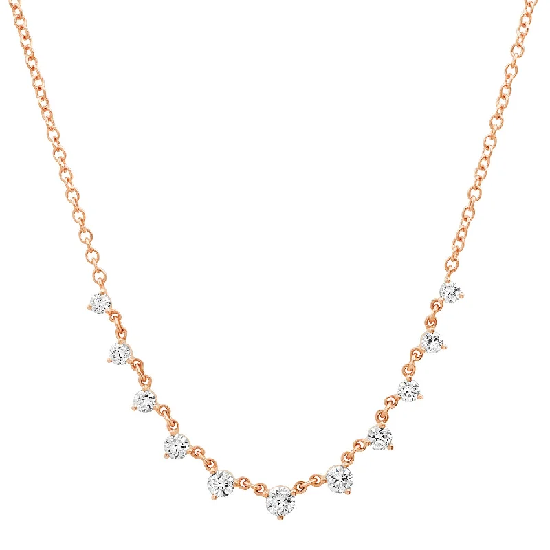 Women’s birthstone pendants-Delicate Graduated Round Shaped Diamonds Necklace