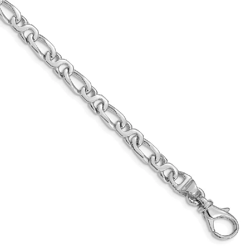 Women’s stacked bracelets-14k White Gold 4.8mm Fancy Link Bracelet, 7"