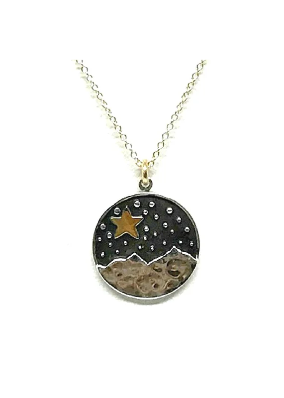 Women’s customized necklaces-Star & Mountain Pendant Necklace: Gold Fill (NCGP46STR)