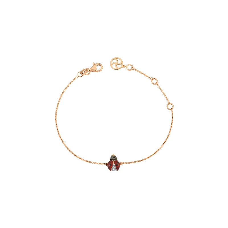 Women’s engraved bracelets-LADYBUG GOLD DIAMOND BRACELET