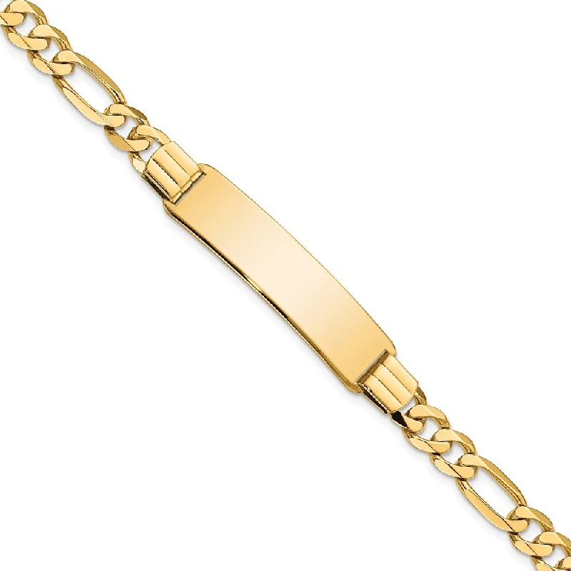 Women’s holiday bracelets-14k Yellow Gold 9mm Flat Figaro Link ID Bracelet, 7"