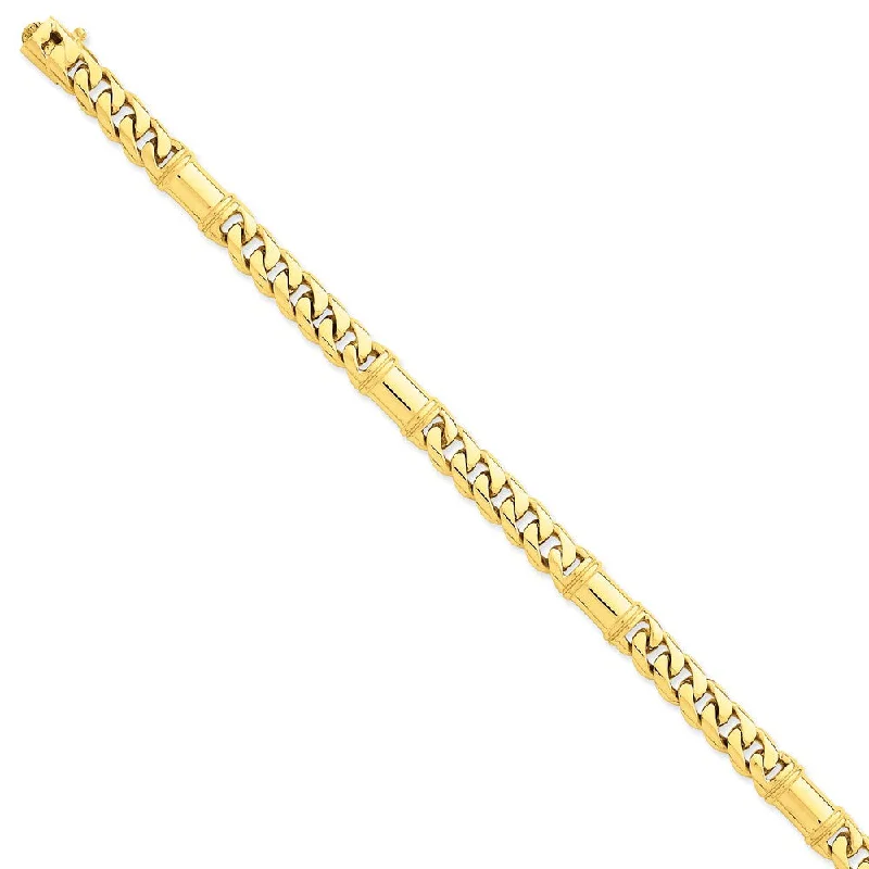 Women’s simple charm bracelets-14K 7.5mm Hand-polished Fancy Link Bracelet-WBC-LK187-9