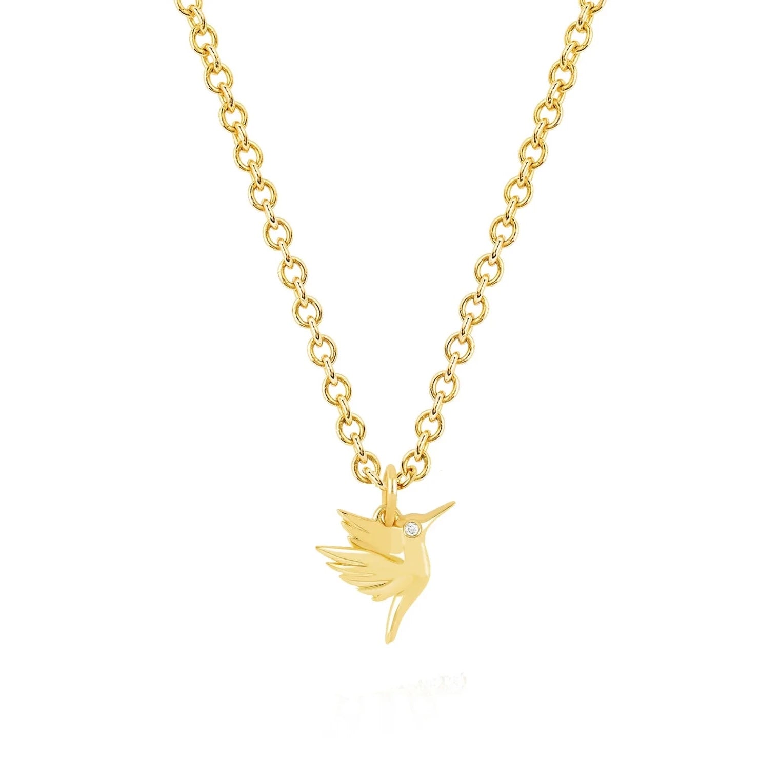 Women’s engraved necklaces-Hummingbird Necklace with Diamond Eye