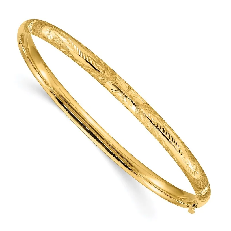 Women’s vintage bracelets-14k Yellow Gold 5mm 3/16 Florentine Engraved Hinged Bangle Bracelet, 7"