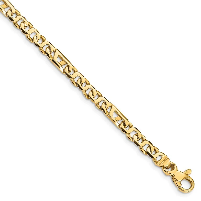 Women’s engraved bracelets-14k Yellow Gold 4.3mm Fancy Link Bracelet, 7"