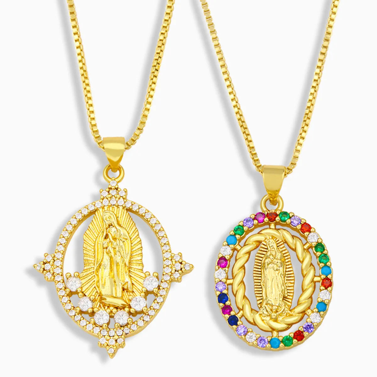 Women’s minimalist necklaces-Fashion Virgin Mary Copper Inlaid Zircon Necklace Wholesale