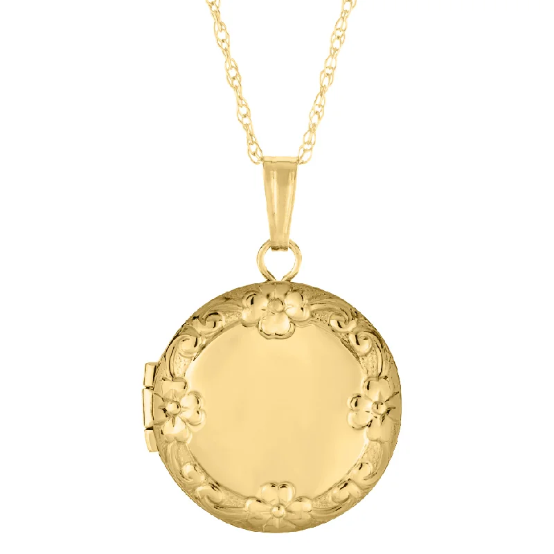 Women’s solitaire necklaces-Sweet Gold Floral Locket Necklace