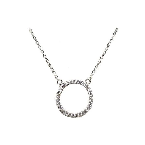 Women’s turquoise necklaces-Micro Pave Open Circle: Gold Vermeil: (NC4605) Also Rose Gold