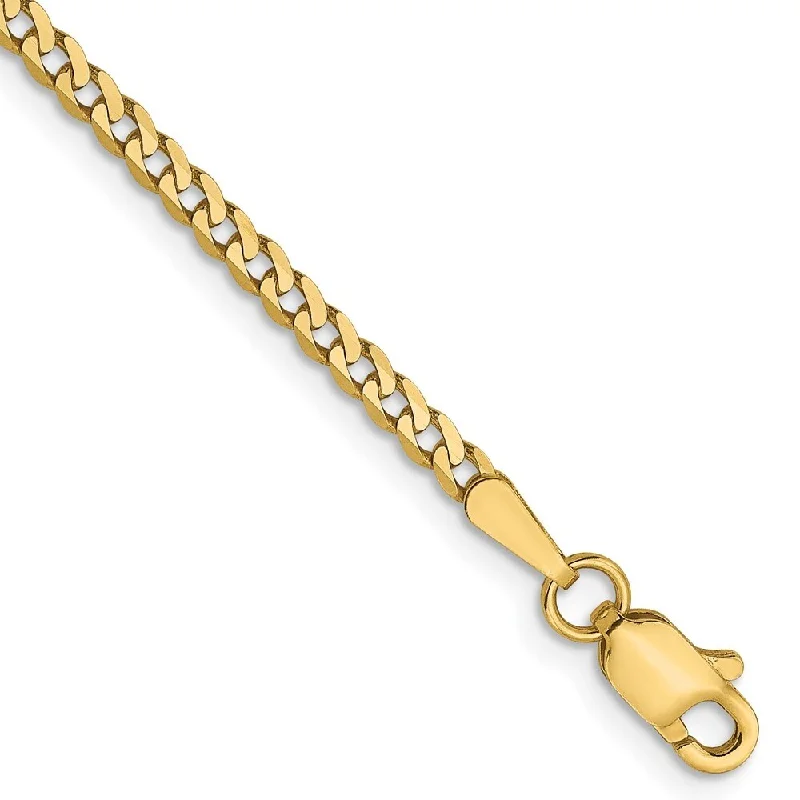 Women’s matching bracelets-14k Yellow Gold 2.2mm Flat Beveled Curb Chain Bracelet, 7"