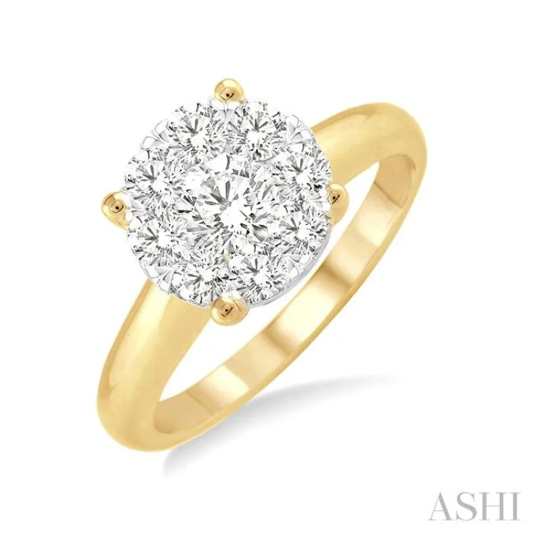 Women's bridal engagement rings-1/2 ctw Lovebright Round Cut Diamond Ring in 14K Yellow and White Gold