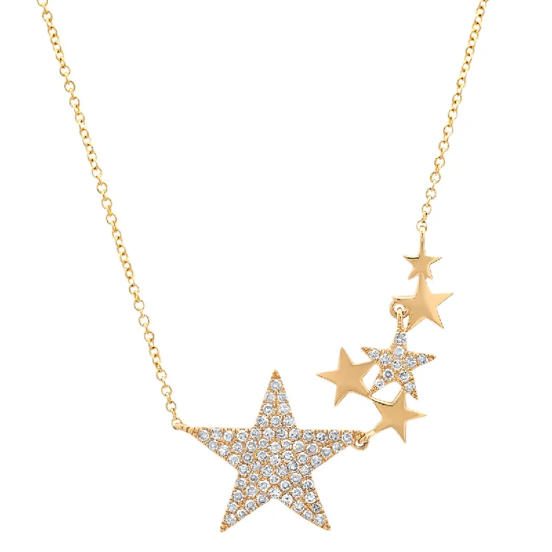 Women’s diamond necklaces-Diamond Star Cluster Necklace