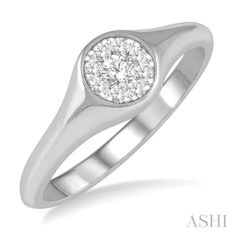 Women's affordable engagement rings-1/6 ctw Round Shape Lovebright Diamond Ring in 14K White Gold