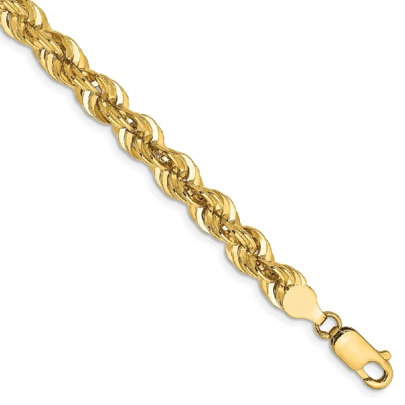 Women’s heart-shaped bracelets-14k Yellow Gold 6mm Regular Rope Chain Bracelet, 8"