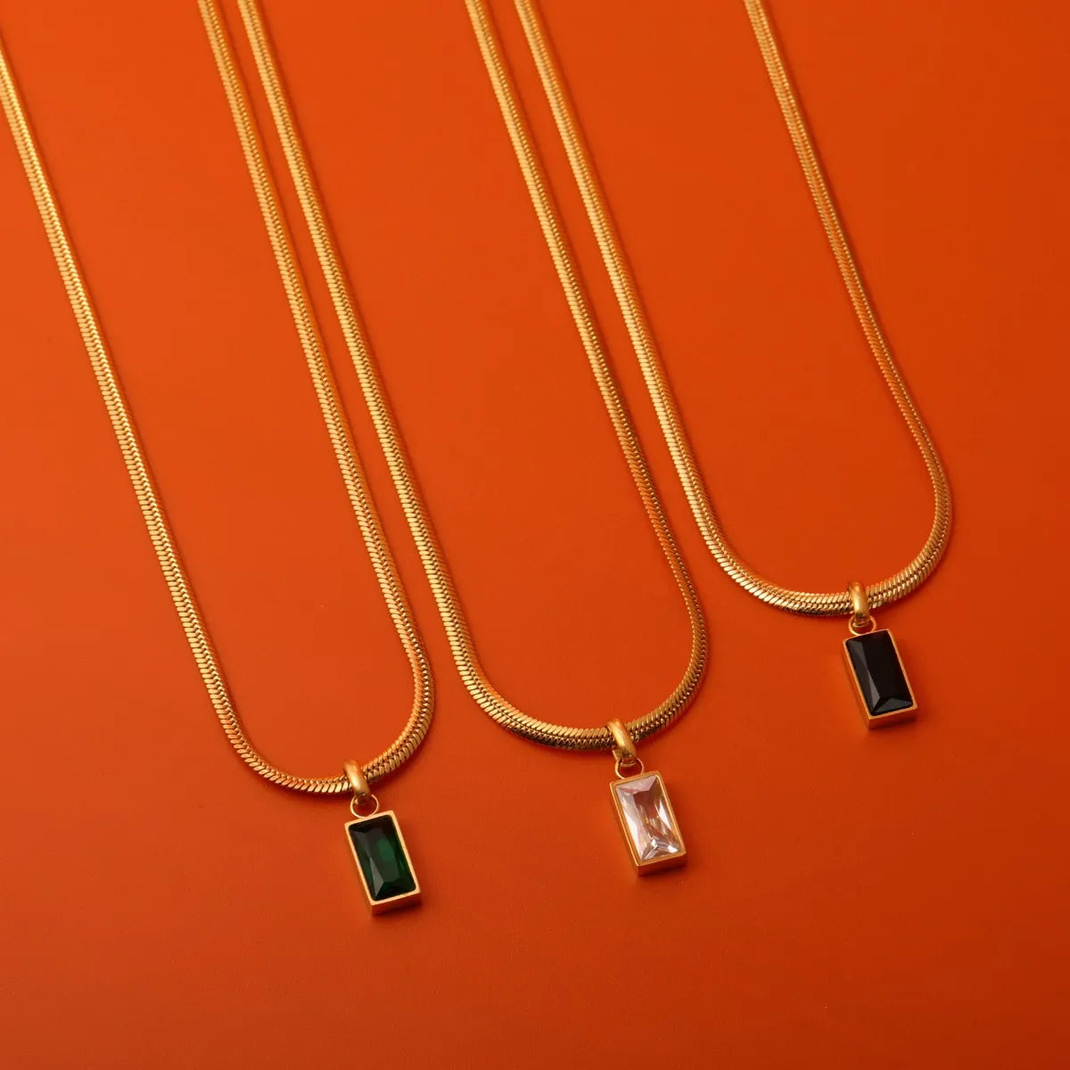 Women’s tennis necklaces-Casual Simple Style Square Stainless Steel Plating Inlay Zircon 18k Gold Plated Pendant Necklace