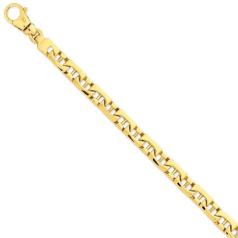 Women’s friendship bracelets-14K 8.5mm Hand-polished Fancy Link Bracelet-WBC-LK409-9