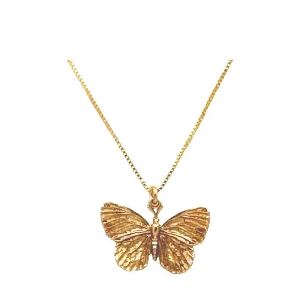 Women’s zodiac necklaces-Bronze Dimensional Butterfly on 14kt Gold Fill Chain (NGCP4BFLY)