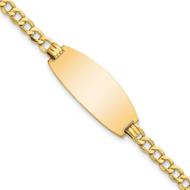 Women’s nature-themed bracelets-14k Yellow Gold 11.5mm Semi-solid Oval Curb ID Bracelet, 7"