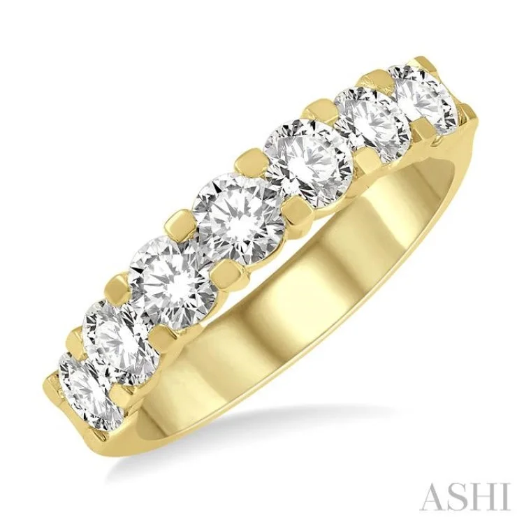 Women's radiant cut engagement rings-2.00 ctw 7 Stone Round Cut Diamond Wedding Band in 14K Yellow Gold