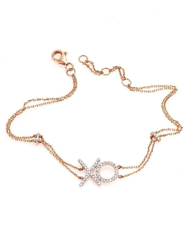 Women’s diamond bracelets-"XO" Diamond Bracelet in 14K Rose Gold