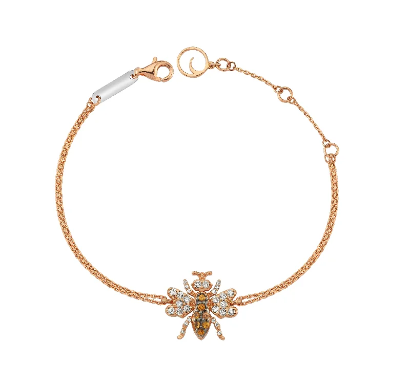 Women’s silver bangles-QUEEN BEE GOLD DIAMOND & ORANGE SAPPHIRE BRACELET