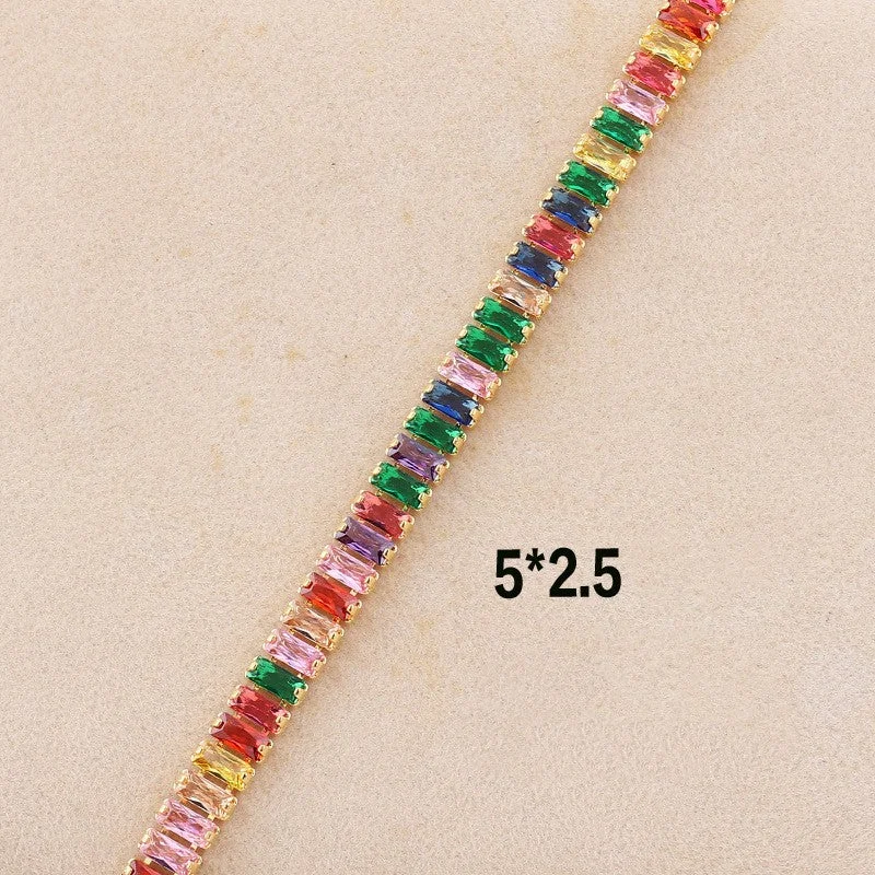 5*2.5mm Horizontal Row Colorful Crystals-Gold