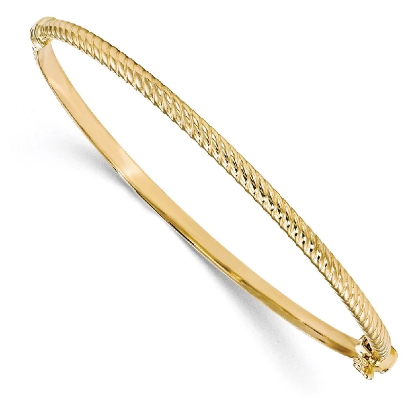 Women’s mixed metal bangles-Leslie's 10k Yellow Gold Textured Bangle Bracelet, 7" (W-3mm)