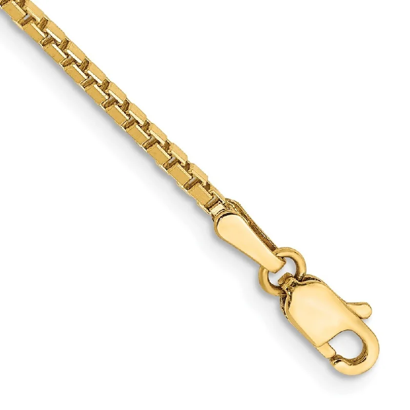 Women’s birthstone bracelets-14k Yellow Gold 1.5mm Box Chain Bracelet, 7"