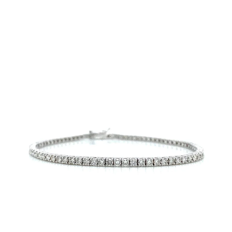 Women’s silver charm bracelets-"BRAC01447" 2.62 Carat Round Diamond Tennis Bracelet in 14K White Gold 7 Inch Length