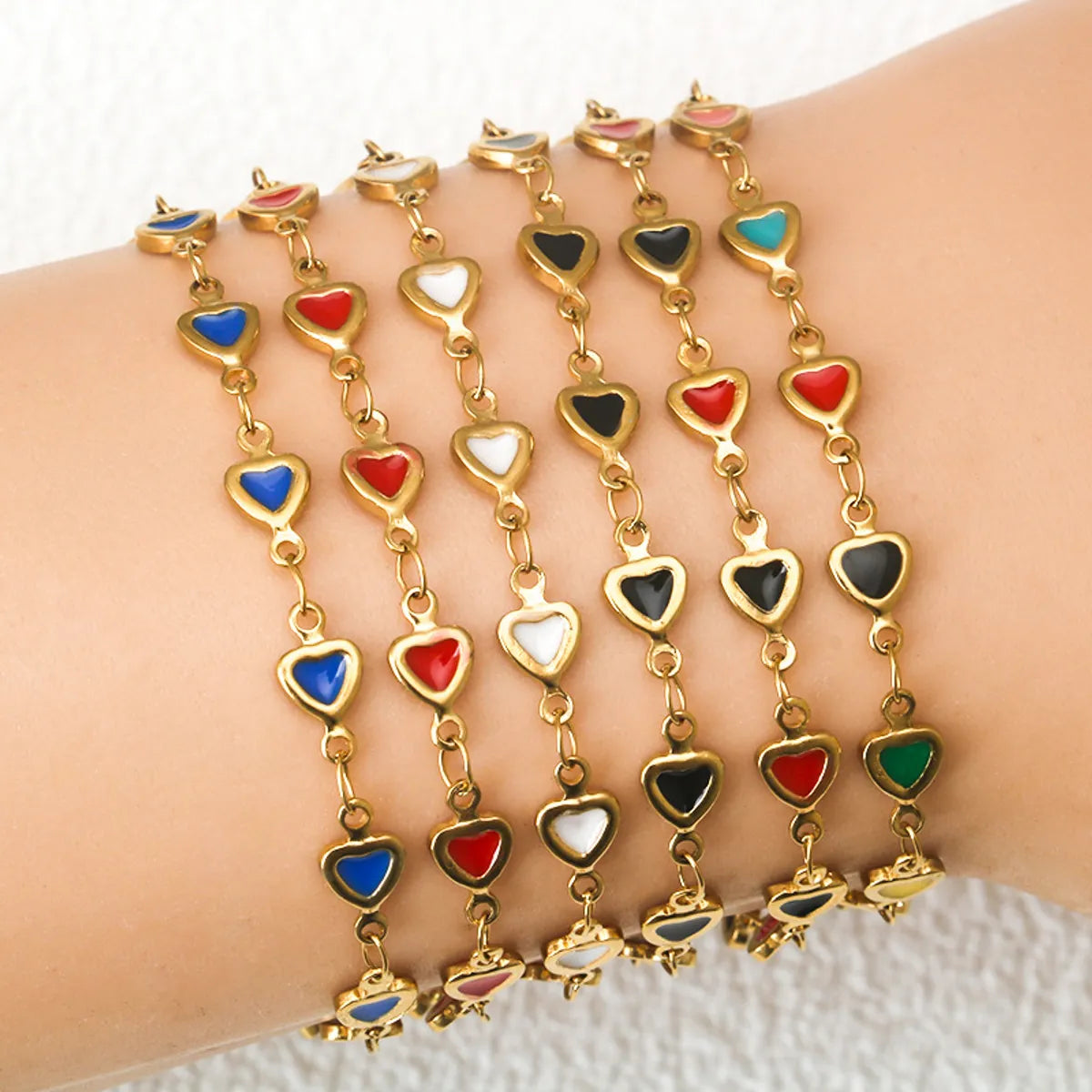 Women’s charm bracelets-Simple Style Heart Shape 304 Stainless Steel 18K Gold Plated Bracelets In Bulk