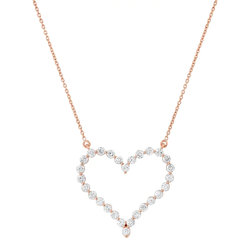 Women’s silver necklaces-Lucky in Love Open Heart Diamond Necklace