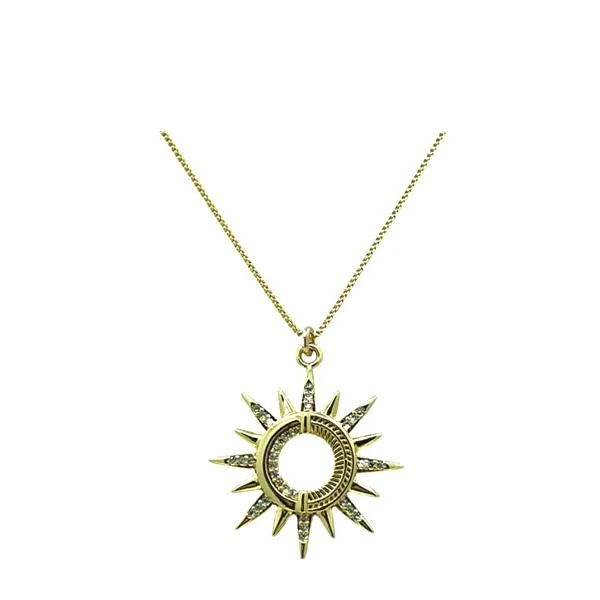 Women’s diamond necklaces-Micro Pave Sunburst Pendant: 18kt Gold Fill Necklace (NGCP46045)