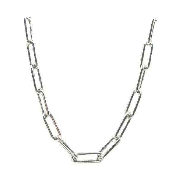 Women’s moonstone necklaces-Link Necklace: Large Link: Rhodium Fill: 16" and 18" (NC481/_)