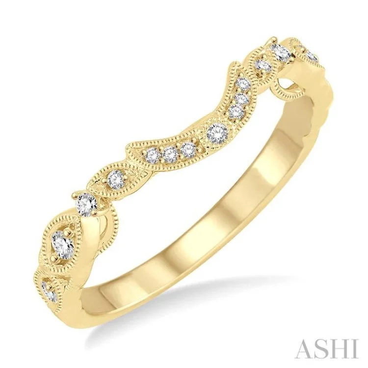 Women's stackable engagement rings-1/6 ctw Round Cut Diamond Wedding Band in 14K Yellow Gold